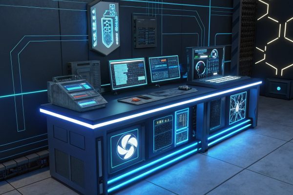 a-futuristic-lab-bench-glowing-in-blue-neon-lights a-futuristic-lab-bench-glowing-in-blue-neon-lights