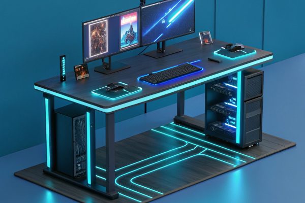 a-modern-tech-workstation-assembling-itself-with-b a-modern-tech-workstation-assembling-itself-with-b